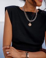 The Drop Women's Black Padded Shoulder Crop Top by @lucyswhims - Image 5